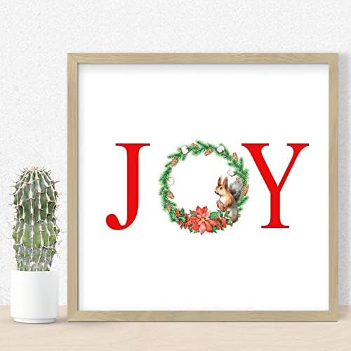 Joy Christmas Door Wreath Framed Sign 12x12in