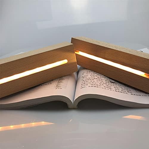 Wooden Lighted Crystal Display Pedestal Stand 2 Pack - Warm Light