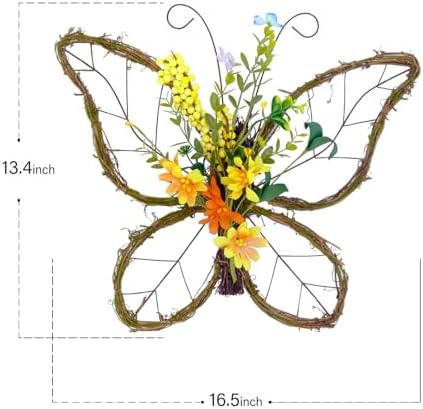 Butterfly Shaped Spring Wreath with Pastel Berries and Flowers