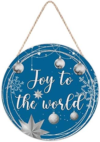 Christmas Gold Wreath Door Hanger 10x10in Wood Sign