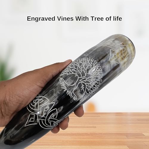 Unique Cremation Horn Urn With Vines Design