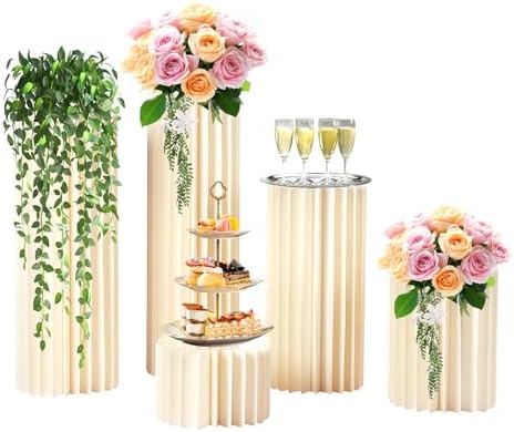 Foldable Paper Columns Display Pedestals 5pcs Wedding Centerpieces