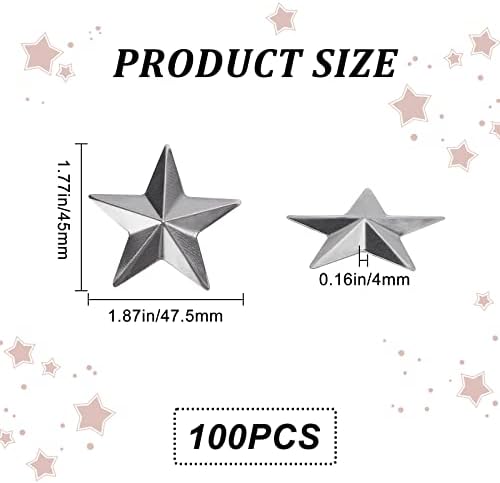 GORGECRAFT 100PCS 2 Inch Primitive Silver Metal Stars