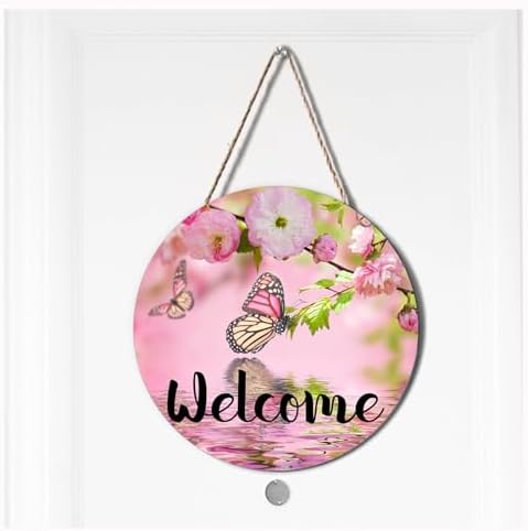 Welcome Butterfly Door Wreath Sign Front Door Decor