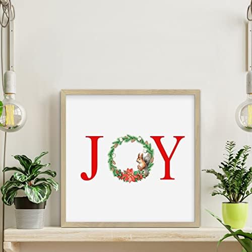 Joy Christmas Door Wreath Framed Sign 12x12in