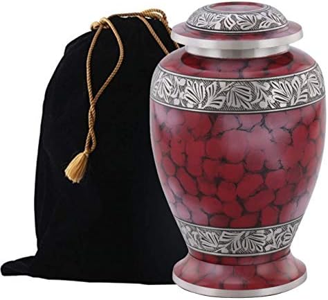 Bella Red Cloud and Silver Cremation Urn - Large Capacity Adult Urn