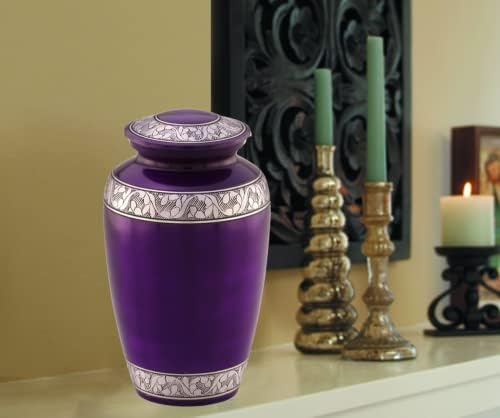 Mulberry Silver Band Cremation Urn for Human Ashes