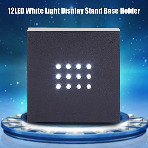 12 LED White Light Stand Base Mirror Display Pedestal Black