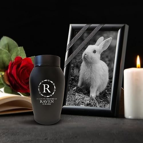 Personalized Custom Small Urn with Pet Name and Rabbit Design