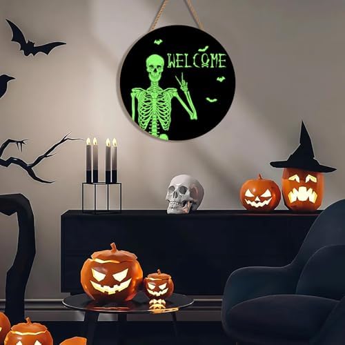 Halloween Door Wreath Skull Welcome Sign 12 Inch