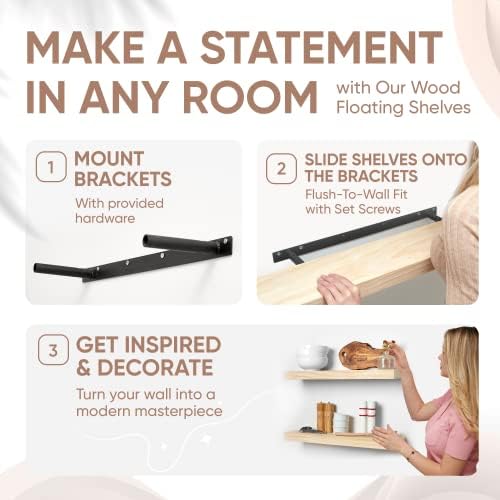 Homeforia 24 Inch Wood Floating Shelves Set of 2