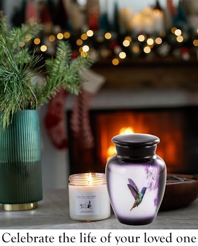 Hummingbird Mini Keepsake Urn Purple Cremation Urn