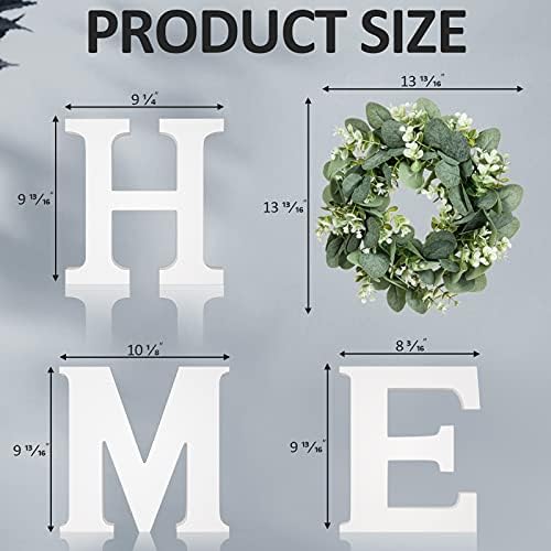 MAYICIVO Modern Wooden Home Sign with Wreath