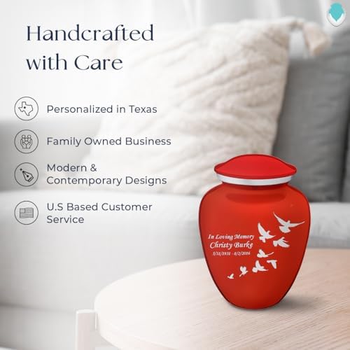 GetUrns Bright Red Personalized Dove Cremation Urn 44 lbs