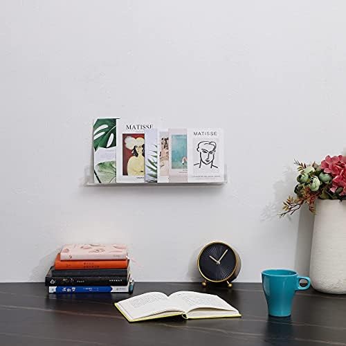 Cq Acrylic Invisible Clear Floating Bookshelf - 15 Wall Display Shelf Pack of 6