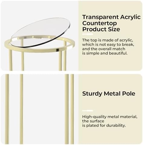 Dollate 3PCS Gold Metal Cylinder Pedestal Stand