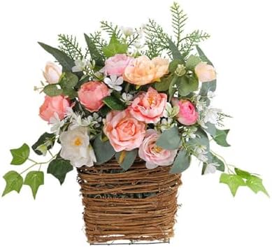 Cream Hydrangea Door Hanger Basket Wreath 1