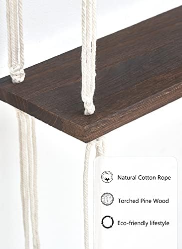 Macrame Wall Hanging Shelf 3 Tier Wood Floating Shelves