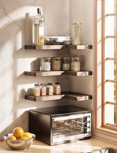 BATODA Floating Corner Shelf 17x12 Walnut