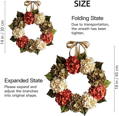 20 Inch Autumn Door Wreath with Leaves and Berries