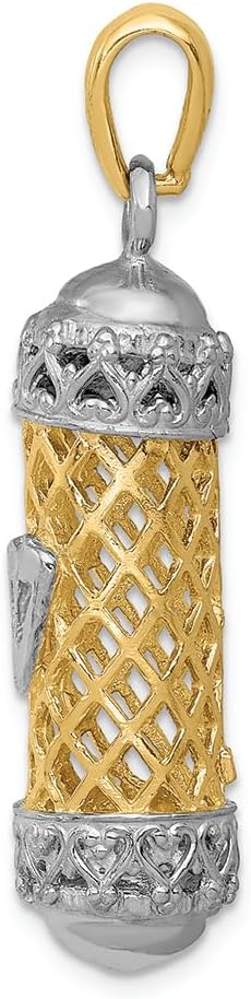 FJC Finejewelers 14k Two-tone Gold Mezuzah with Shin Charm 1