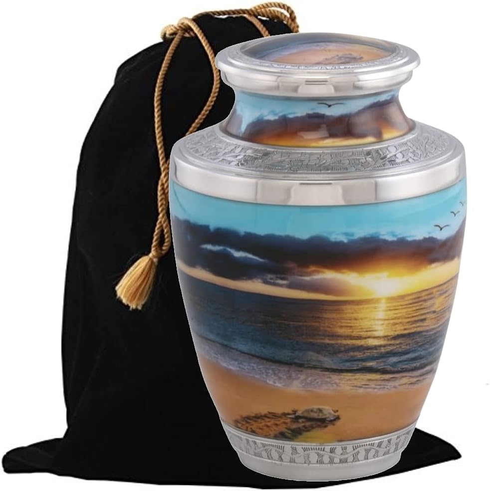 Sunset Cremation Urn Handcrafted Metal Urn for Adult Ashes