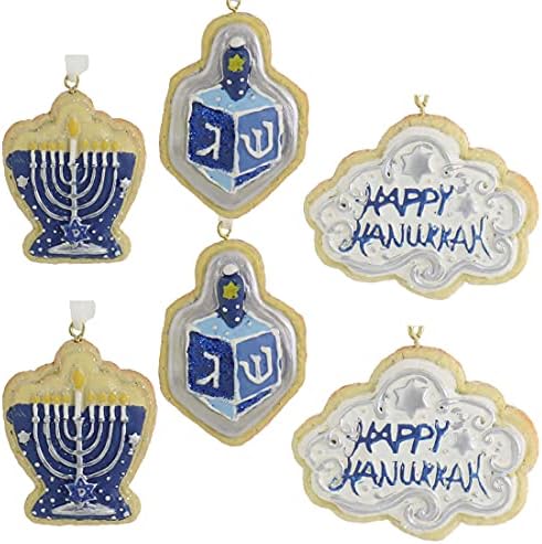 Kurt S Adler Hanukkah Ornament Set Blue White
