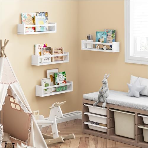 Fixwal Floating Book Shelves Set of 4 for Nursery