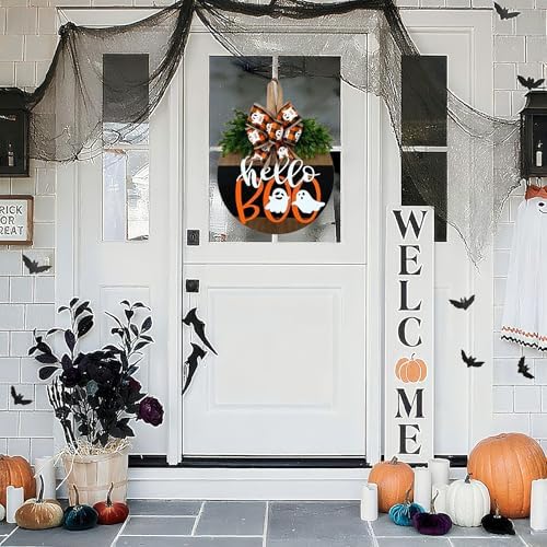 Cute Halloween Ghost Welcome Wreath Door Hanger