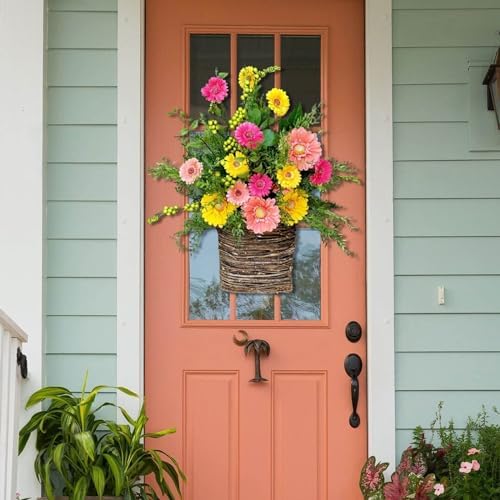 Cream Hydrangea Door Hanger Basket Wreath