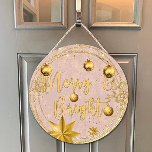Christmas Gold Wreath Door Hanger for Home Decor