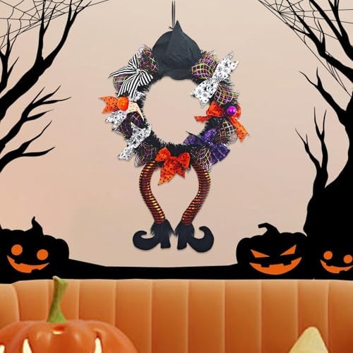 25 Inch Halloween Witch Wreath Door Decor