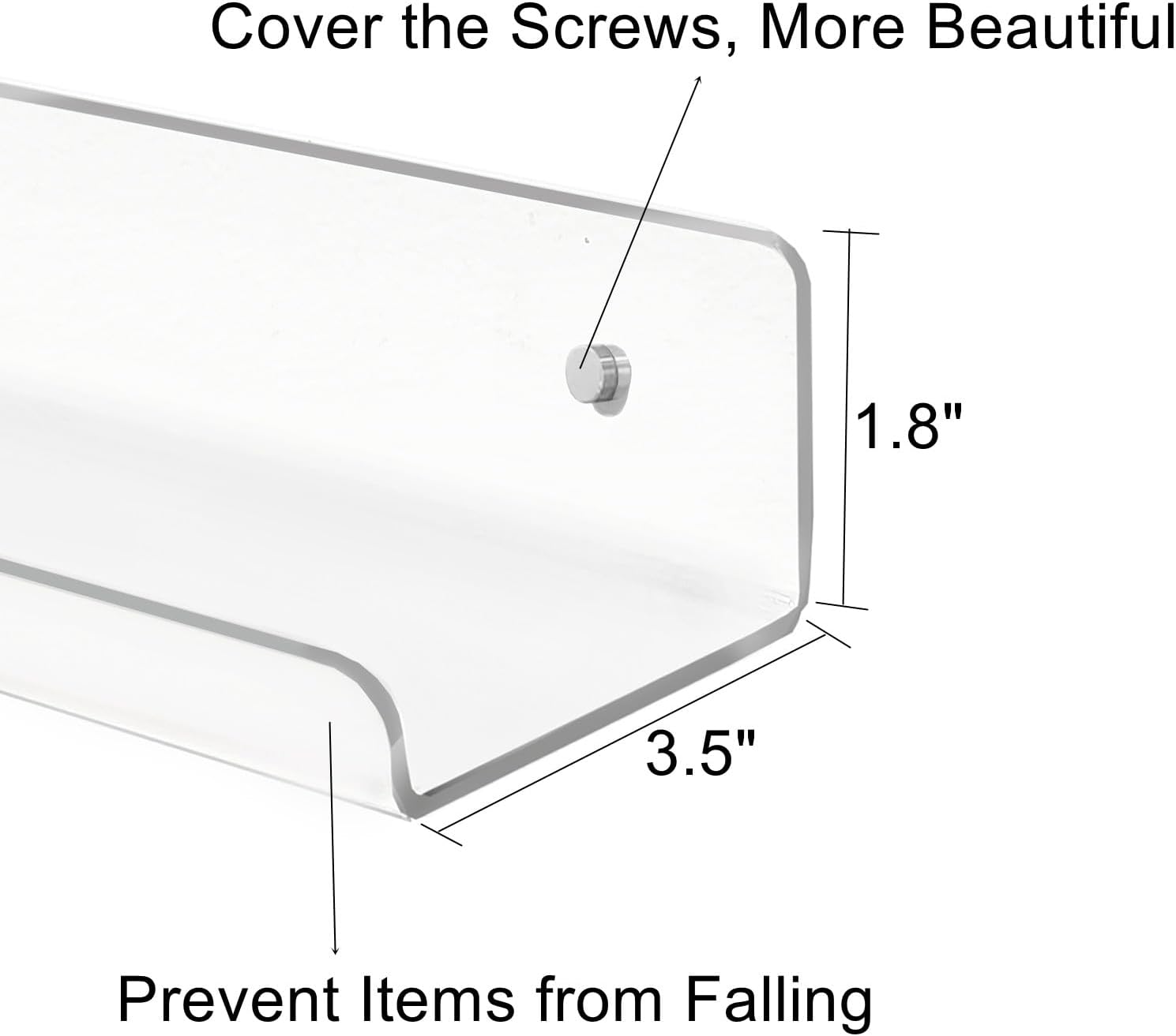 ROYALITA Small Clear Acrylic Floating Wall Shelves Set of 2