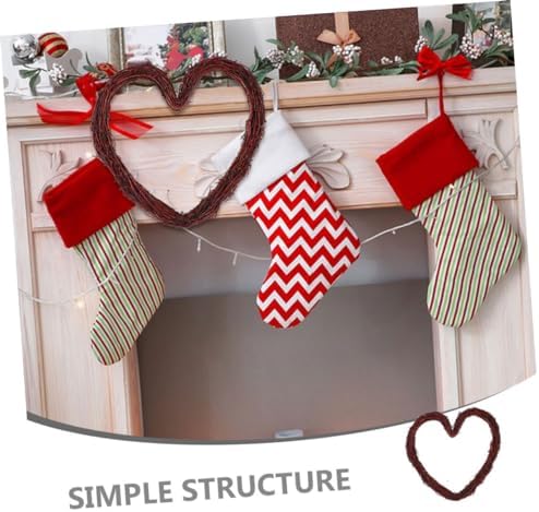 ABOOFAN Heart Shape Rattan Wreath Hanger Wall Decor Accessory