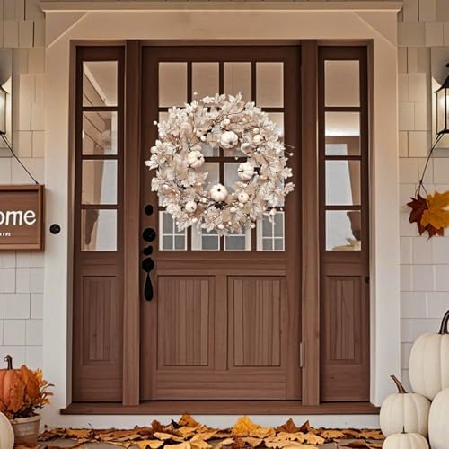 26 Inch Foldable Fall Wreath with Lights Timer