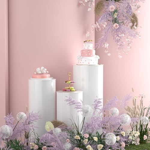 Toosci 3 Piece Cylinder Pedestal Stand for Party Decor