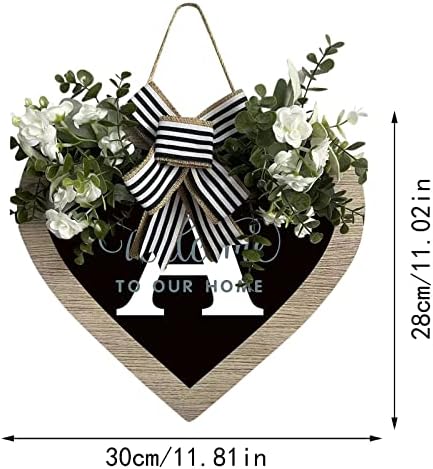 Initial Last Name Love Heart Front Door Wreath with Bow