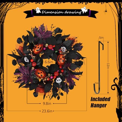 24 inch Glitter Halloween Wreath Outdoor Decor