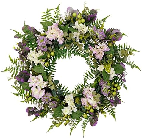 Puleo International 30 Inch Artificial Hydrangea Spring Door Wreath
