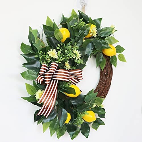Ansuma 20 Inch Artificial Lemon Wreath for Front Door