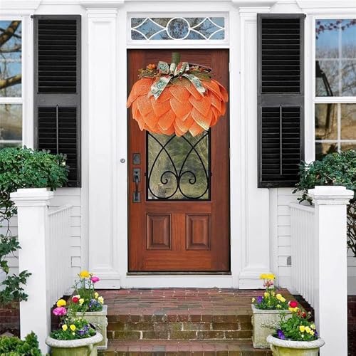Farmhouse Pumpkin Wreath for Front Door Display