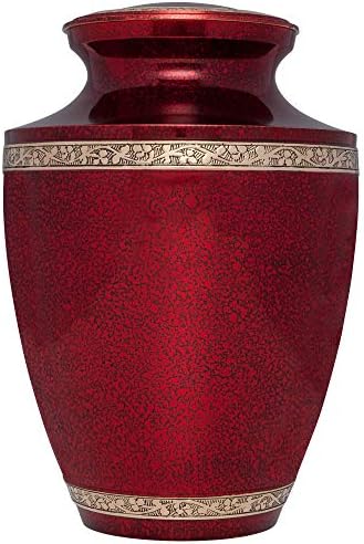 Red Cremation Urn - Handmade Brass - Torino Model