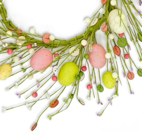 Adjustable Easter Wreath with Colorful Eggs and Berries
