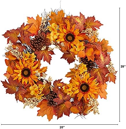 Nearly Natural 28in Autumn Fall Wreath