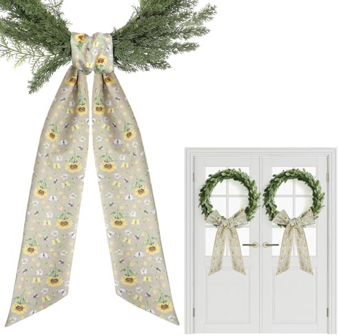 Boho Wreath Sash for Front Door - 2 Pcs Sunflower Style