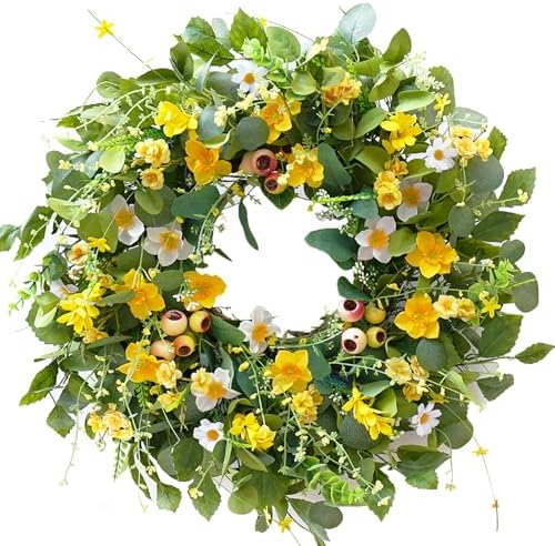 Spring Summer Artificial Wreath for Front Door