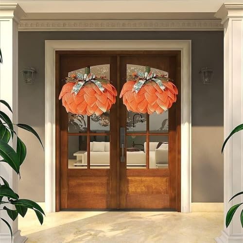 Farmhouse Pumpkin Wreath for Front Door Autumn Decor