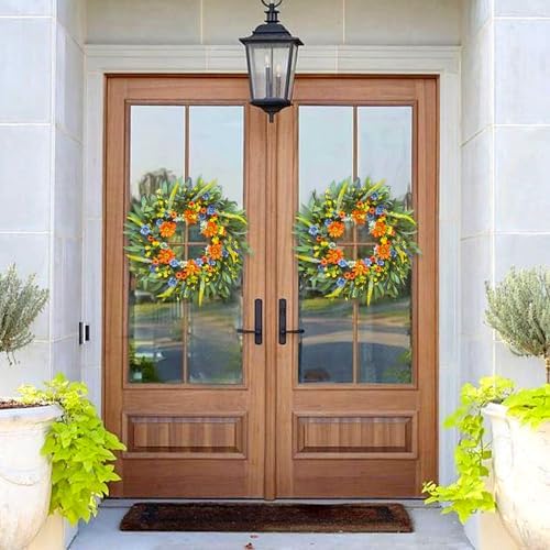 Soomeir Spring Summer Wreath with Daisy and Lavender 24 Inch
