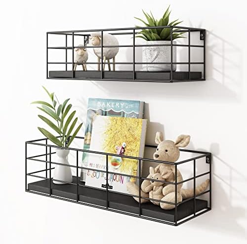 Fixwal 4 Set Floating Shelves Wall Decor Storage Black
