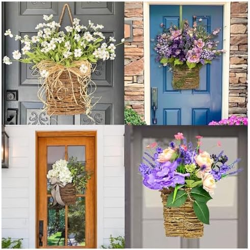 Cream Hydrangea Door Hanger Basket Wreath 1